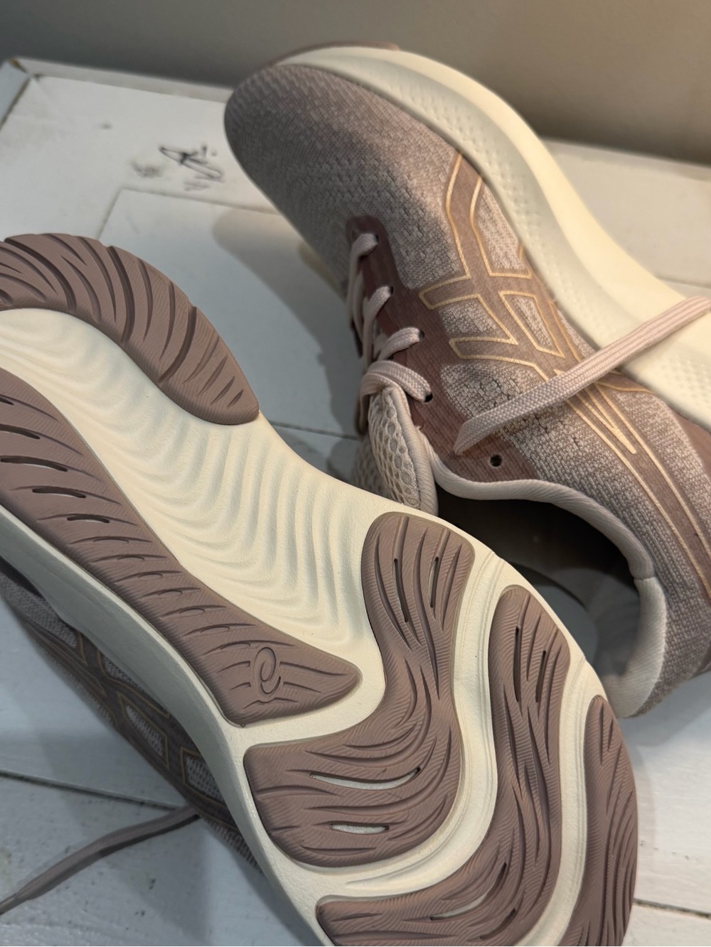 Asics Women's Running Shoes in Mauve and Cream